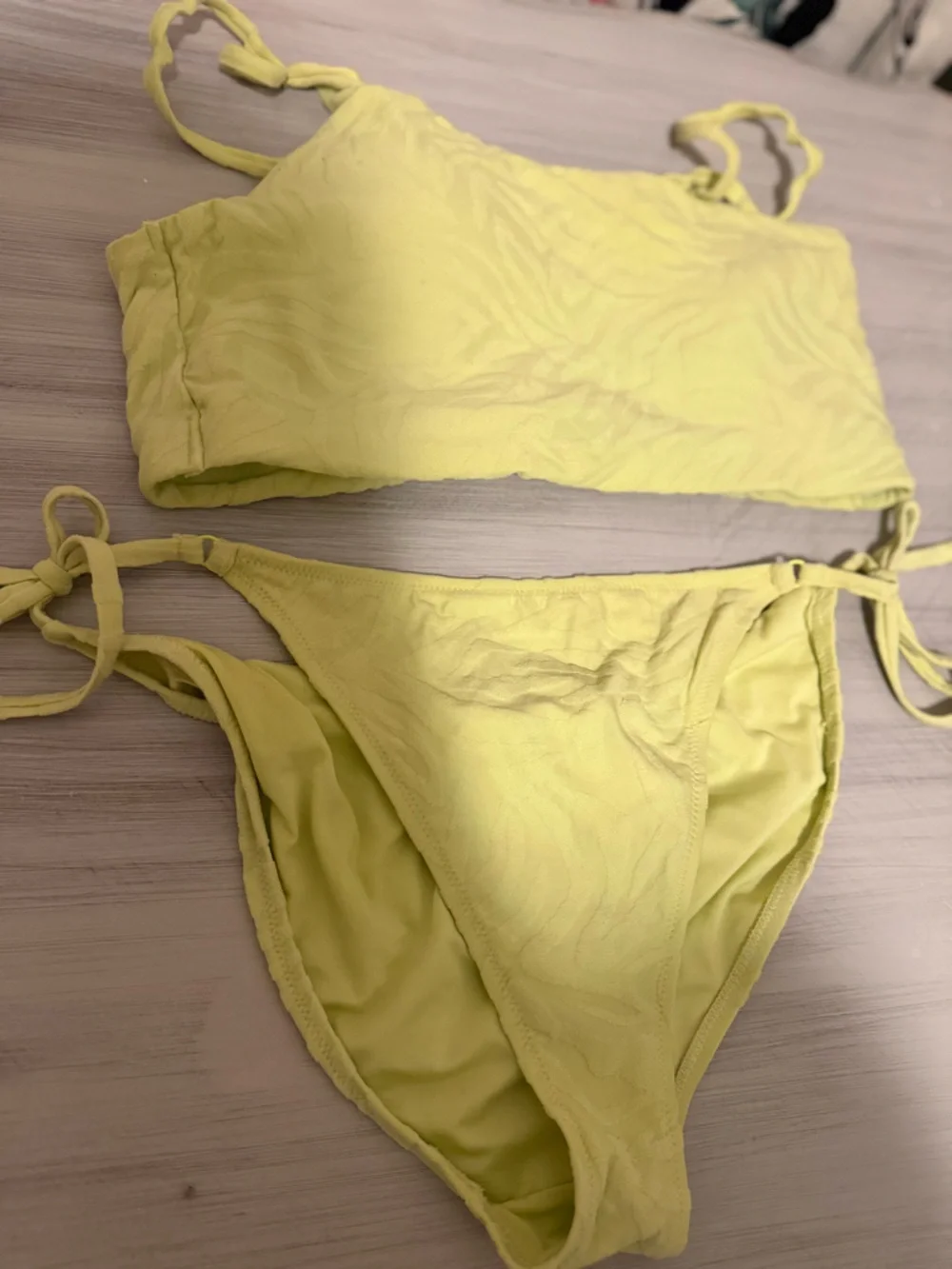 Old Navy Lemon-Lime Zebra Bandeau Bikini Set